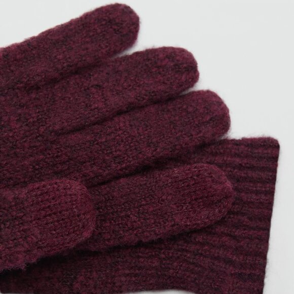 Mango Burgundy Tactile Knit Gloves One Size OS - Picture 1 of 2